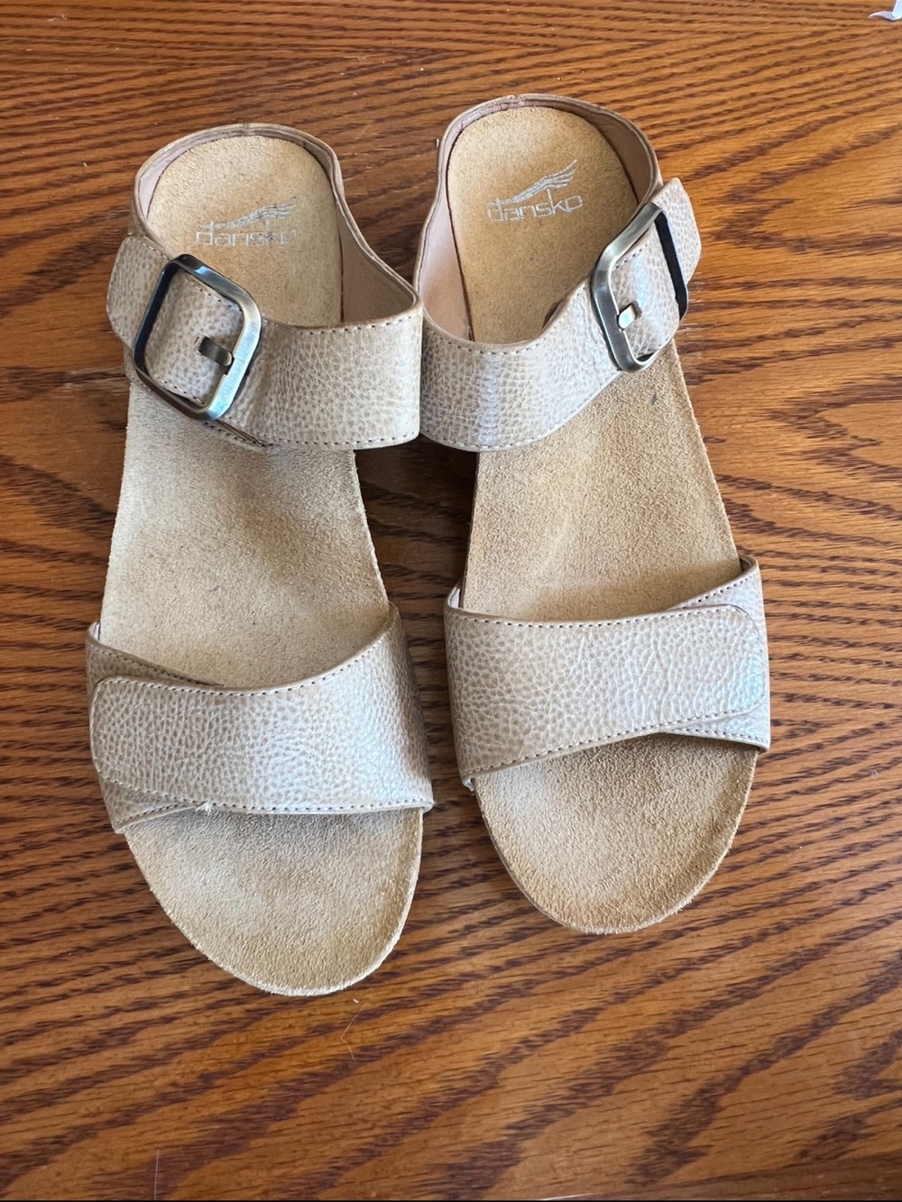 Dansko Tan Leather Slip-On Clog Mule